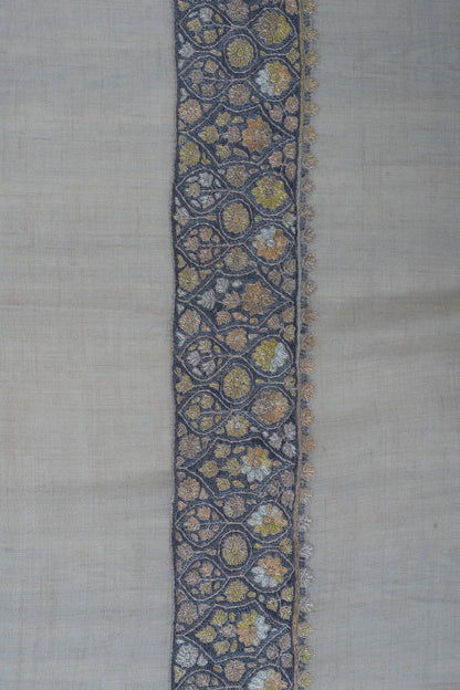 Moonlit Gold Cashmere Rumal — Sozni Hand Embroidered