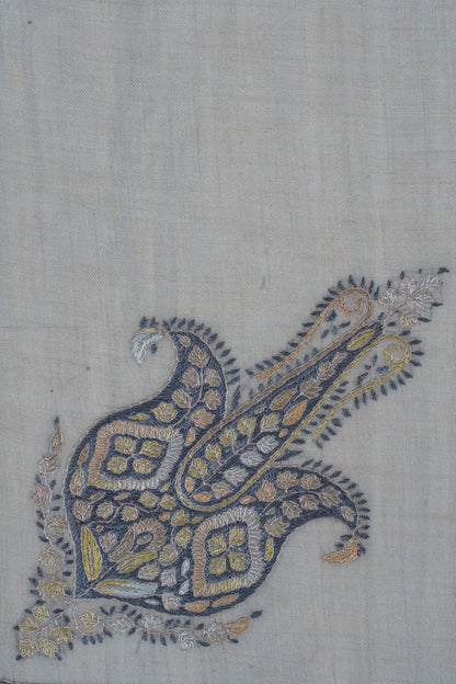 Moonlit Gold Cashmere Rumal — Sozni Hand Embroidered