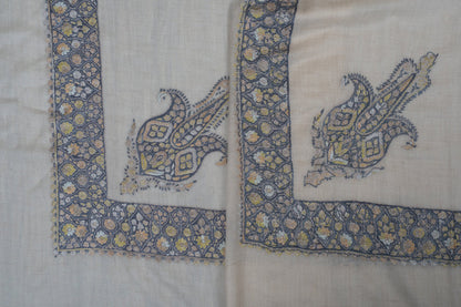 Moonlit Gold Cashmere Rumal — Sozni Hand Embroidered