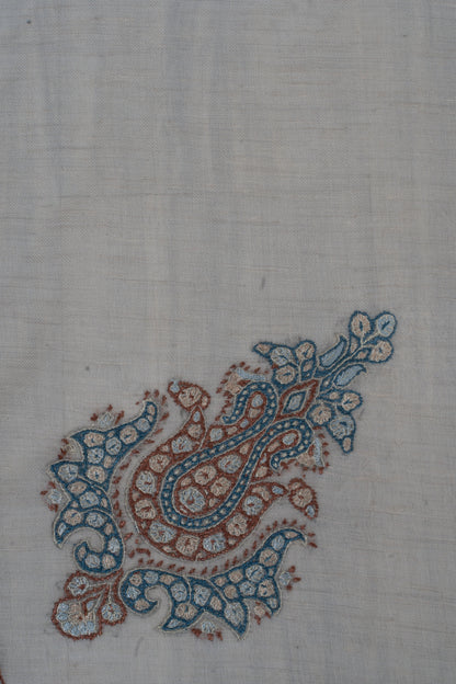 Cerulean Rose Cashmere Rumal — Sozni Hand Embroidered