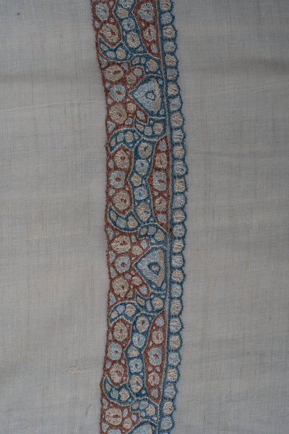 Cerulean Rose Cashmere Rumal — Sozni Hand Embroidered