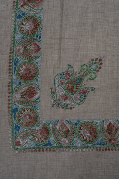 Willow Sage Cashmere Rumal — Sozni Hand Embroidered
