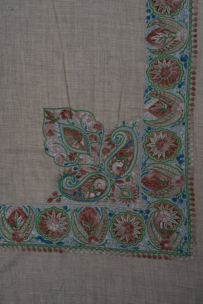 Willow Sage Cashmere Rumal — Sozni Hand Embroidered