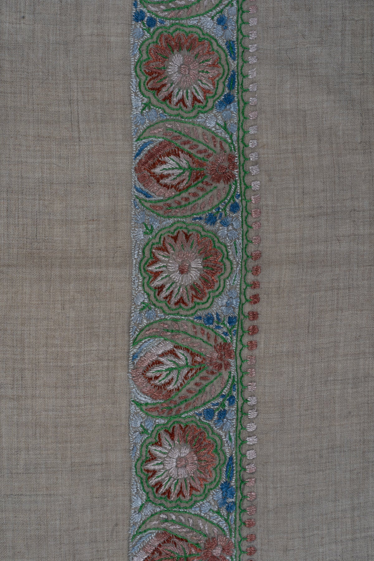 Willow Sage Cashmere Rumal — Sozni Hand Embroidered
