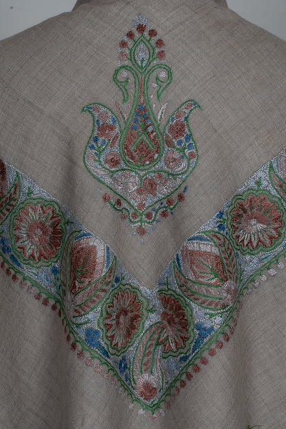 Willow Sage Cashmere Rumal — Sozni Hand Embroidered