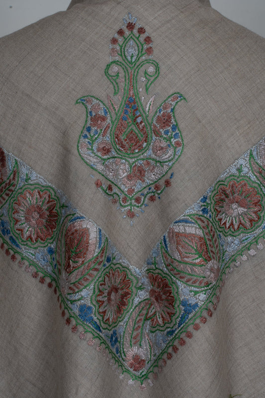 Willow Sage Cashmere Rumal — Sozni Hand Embroidered