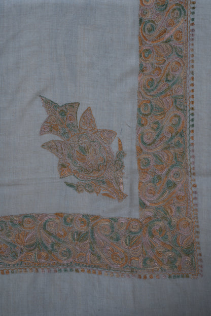 Ivory Dune Cashmere Rumal — Sozni Hand Embroidered