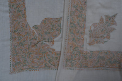 Ivory Dune Cashmere Rumal — Sozni Hand Embroidered