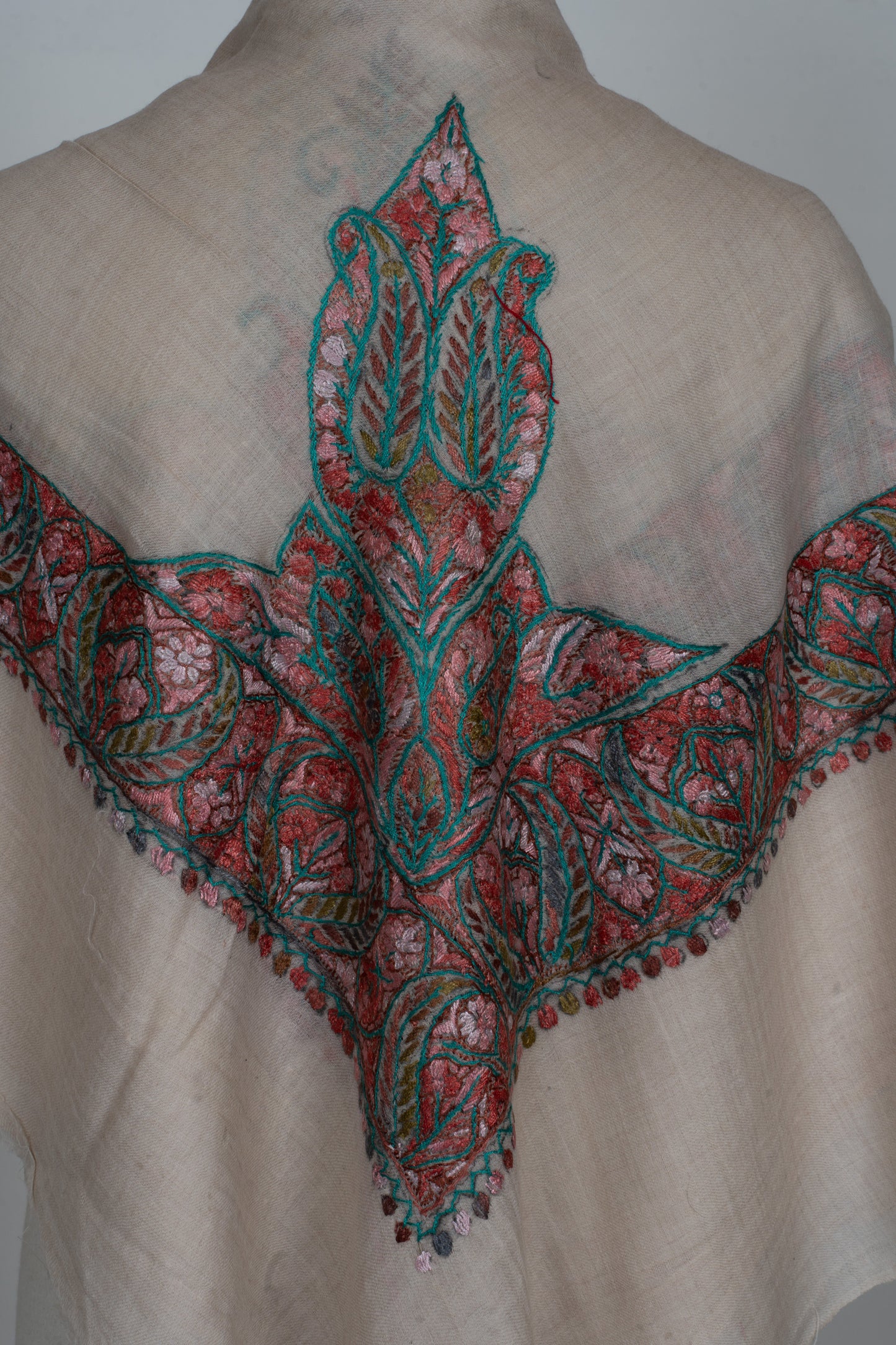 Rose Cedar Cashmere Rumal — Sozni Hand Embroidered