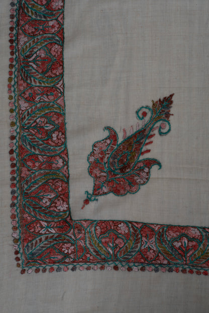 Rose Cedar Cashmere Rumal — Sozni Hand Embroidered