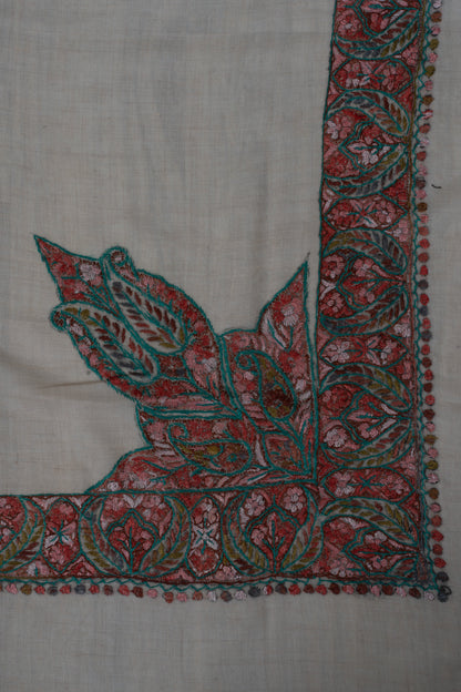 Rose Cedar Cashmere Rumal — Sozni Hand Embroidered