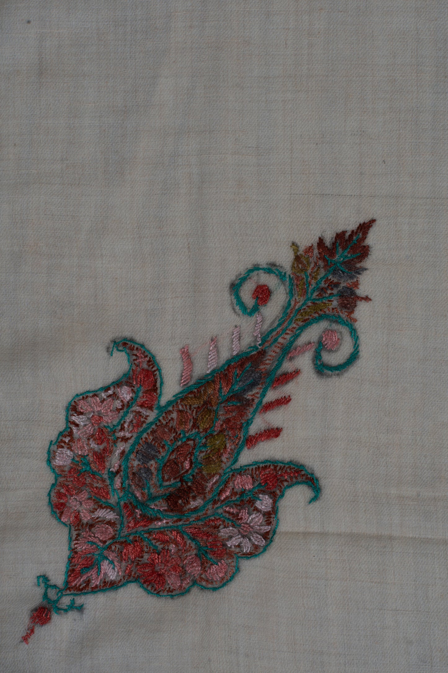 Rose Cedar Cashmere Rumal — Sozni Hand Embroidered