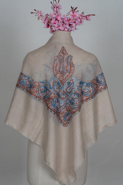Coral Mist Cashmere Rumal — Sozni Hand Embroidered