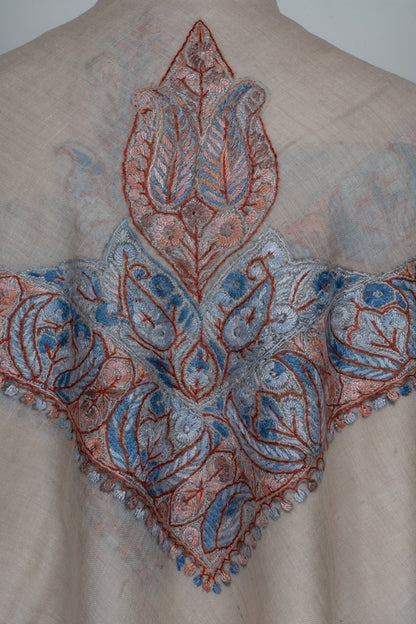 Coral Mist Cashmere Rumal — Sozni Hand Embroidered