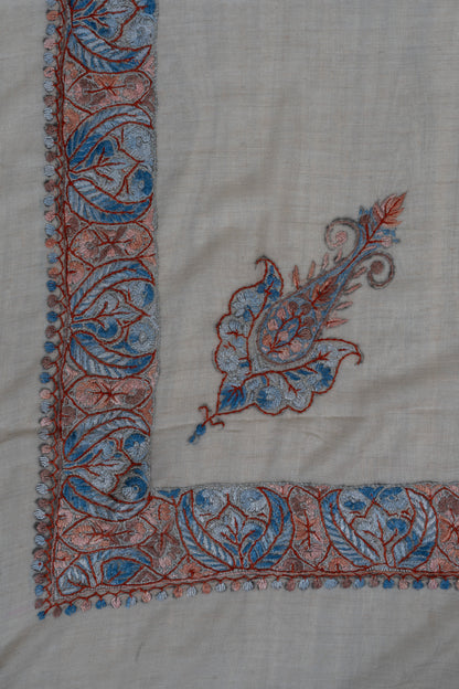 Coral Mist Cashmere Rumal — Sozni Hand Embroidered
