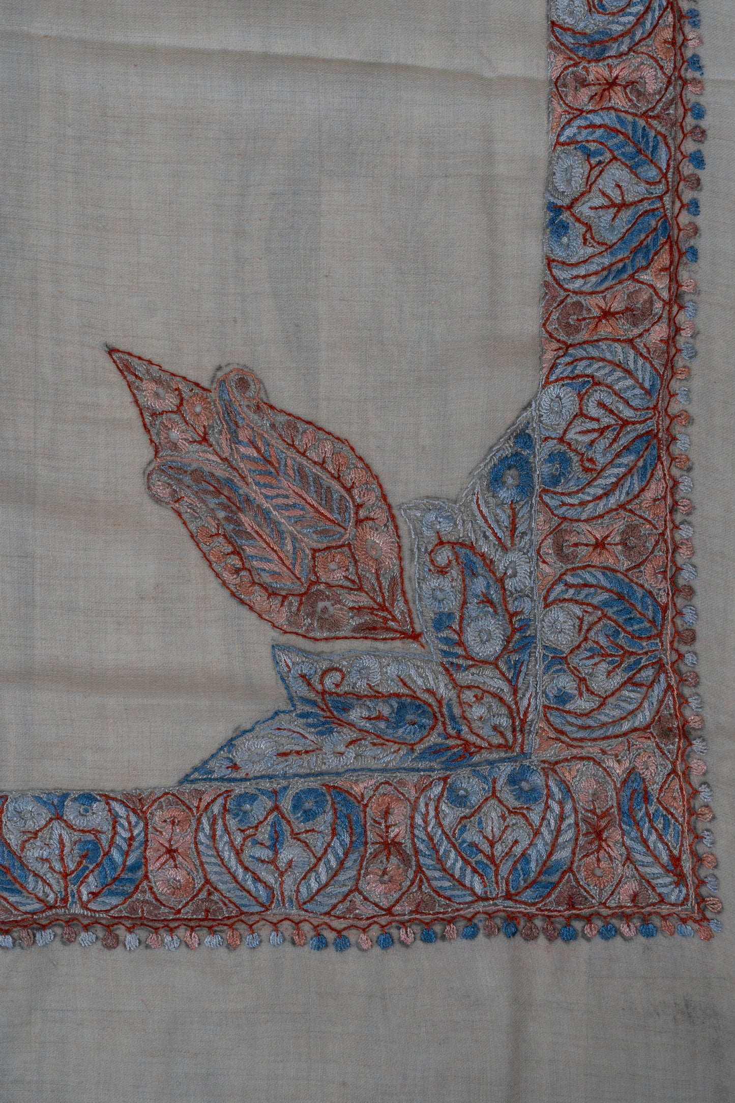 Coral Mist Cashmere Rumal — Sozni Hand Embroidered