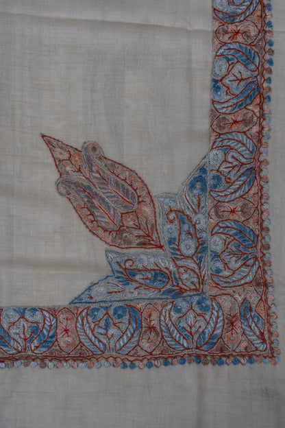 Coral Mist Cashmere Rumal — Sozni Hand Embroidered