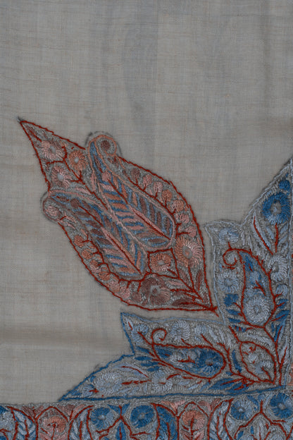 Coral Mist Cashmere Rumal — Sozni Hand Embroidered