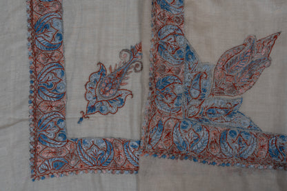 Coral Mist Cashmere Rumal — Sozni Hand Embroidered