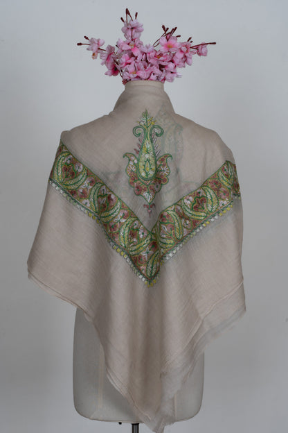 Meadow Pearl Cashmere Rumal — Sozni Hand Embroidered