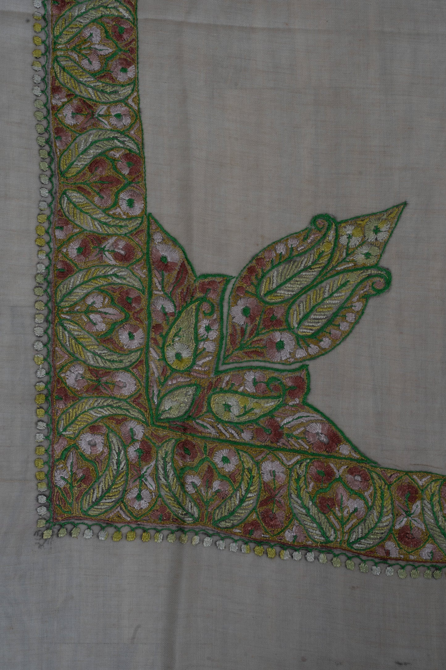 Meadow Pearl Cashmere Rumal — Sozni Hand Embroidered
