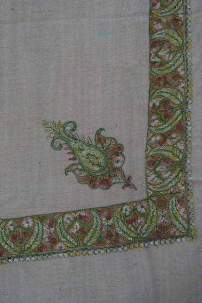 Meadow Pearl Cashmere Rumal — Sozni Hand Embroidered