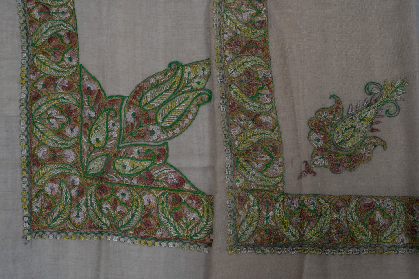 Meadow Pearl Cashmere Rumal — Sozni Hand Embroidered