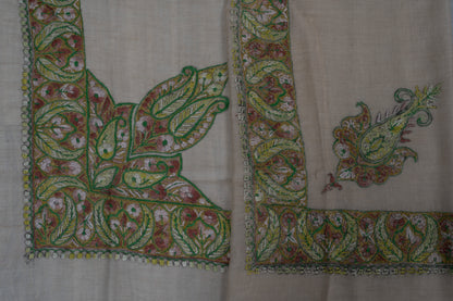 Meadow Pearl Cashmere Rumal — Sozni Hand Embroidered