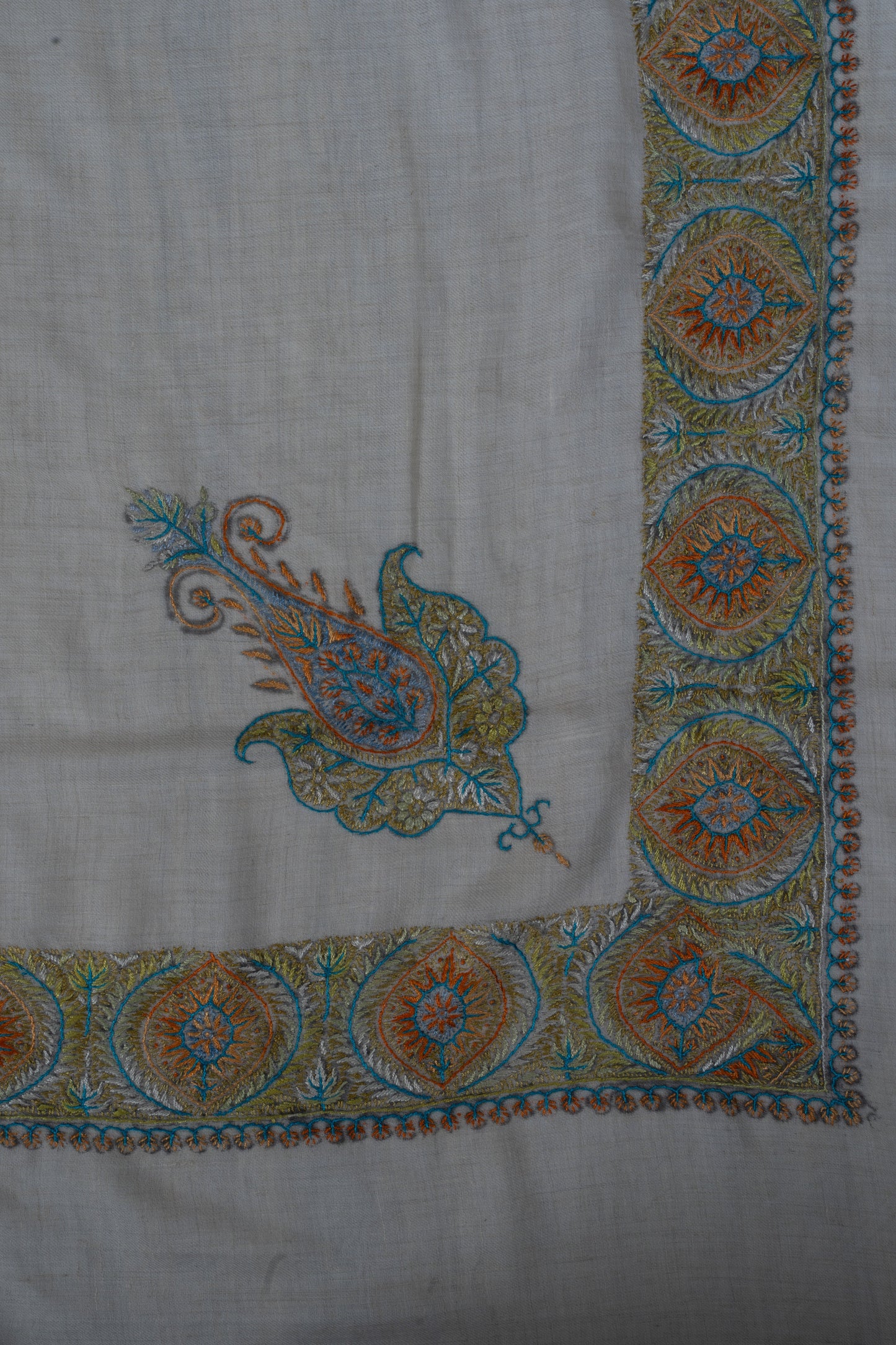Amber Sky Cashmere Rumal — Sozni Hand Embroidered