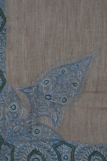 Slate Azure Cashmere Rumal — Sozni Hand Embroidered
