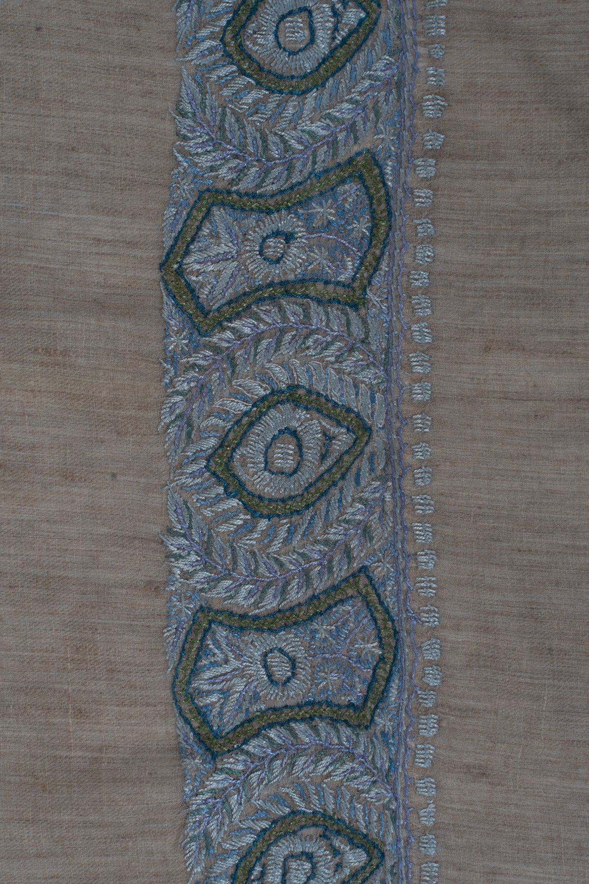 Slate Azure Cashmere Rumal — Sozni Hand Embroidered