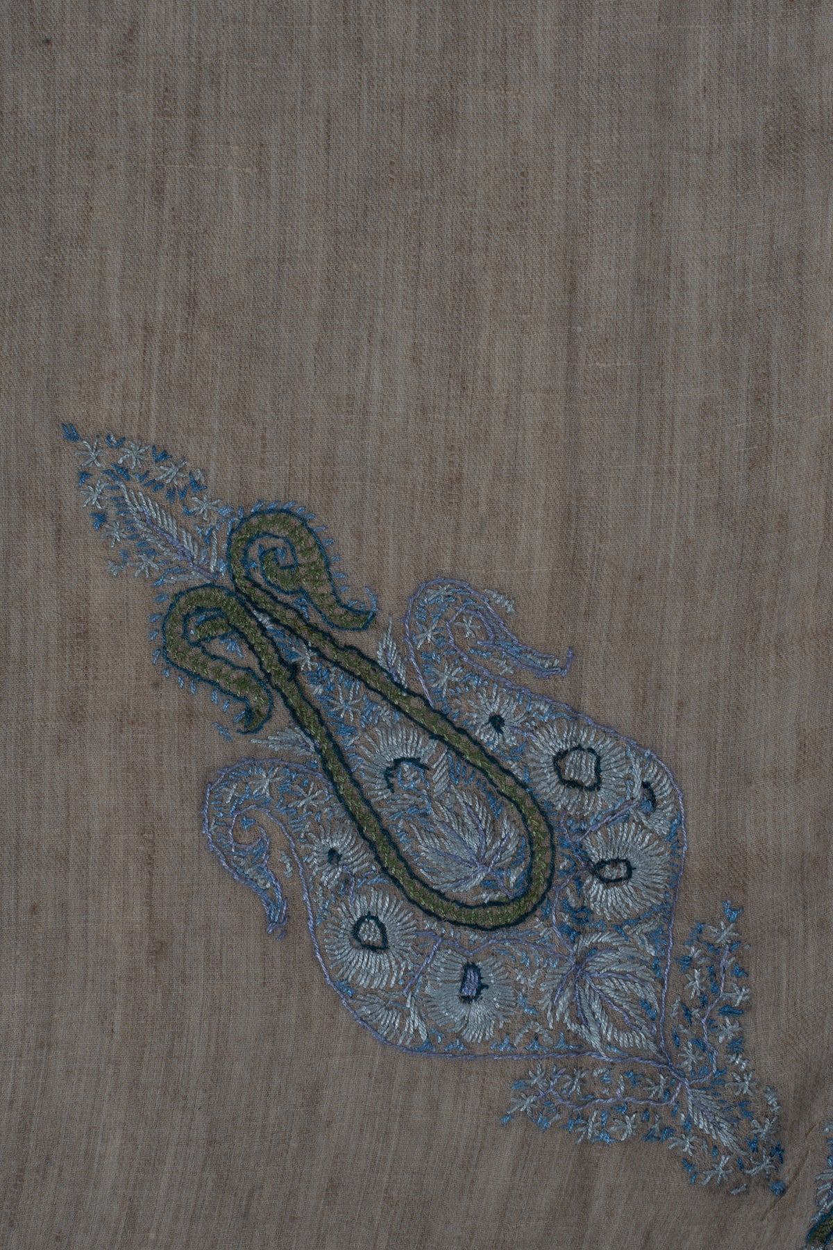 Slate Azure Cashmere Rumal — Sozni Hand Embroidered