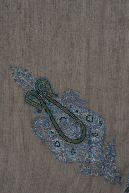 Slate Azure Cashmere Rumal — Sozni Hand Embroidered