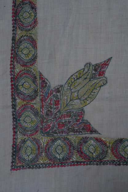 Ivory Flame Rumal — Olive Blush Cashmere Rumal — Sozni Hand EmbroideredHand Embroidered (Copy)