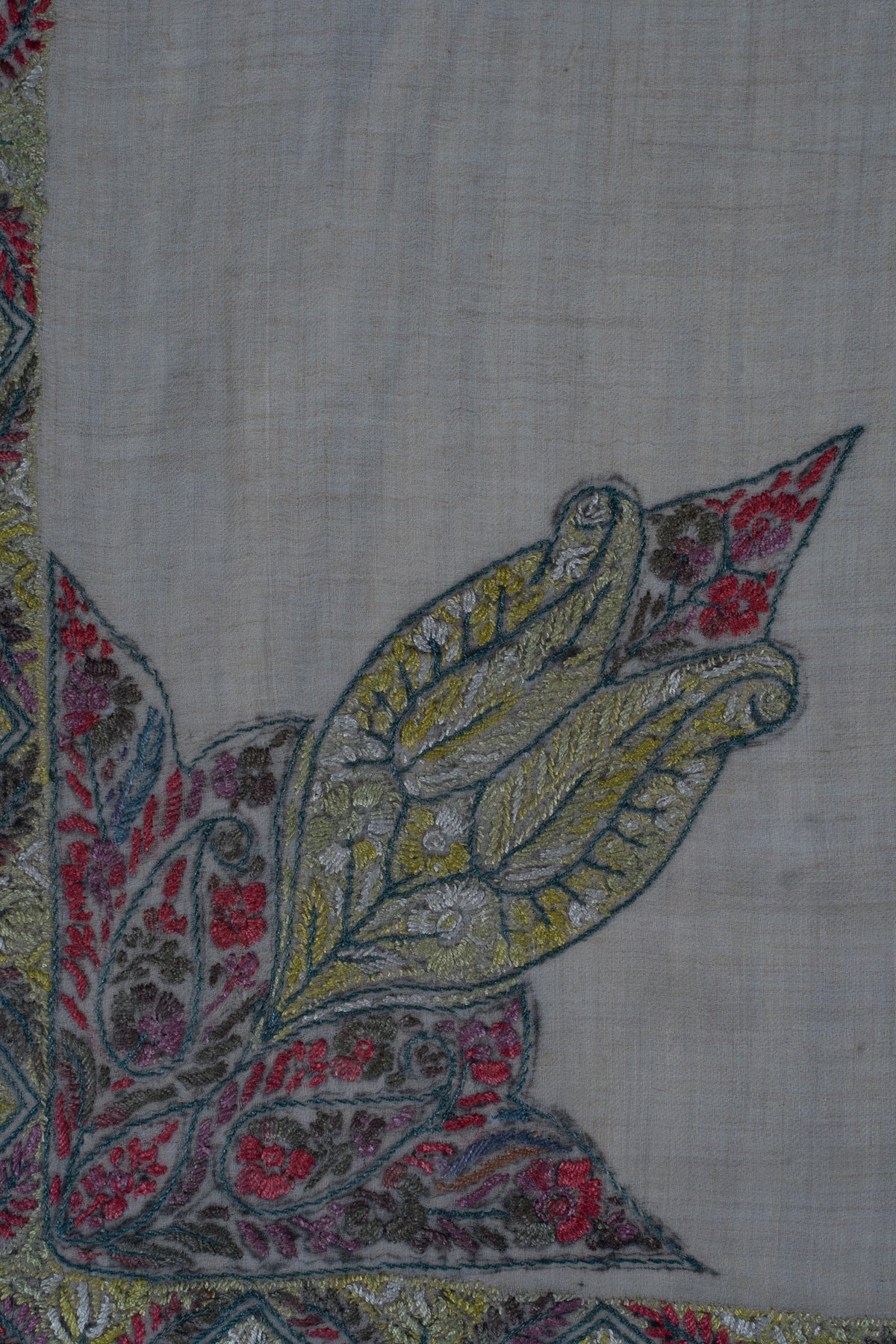 Ivory Flame Rumal — Olive Blush Cashmere Rumal — Sozni Hand EmbroideredHand Embroidered (Copy)