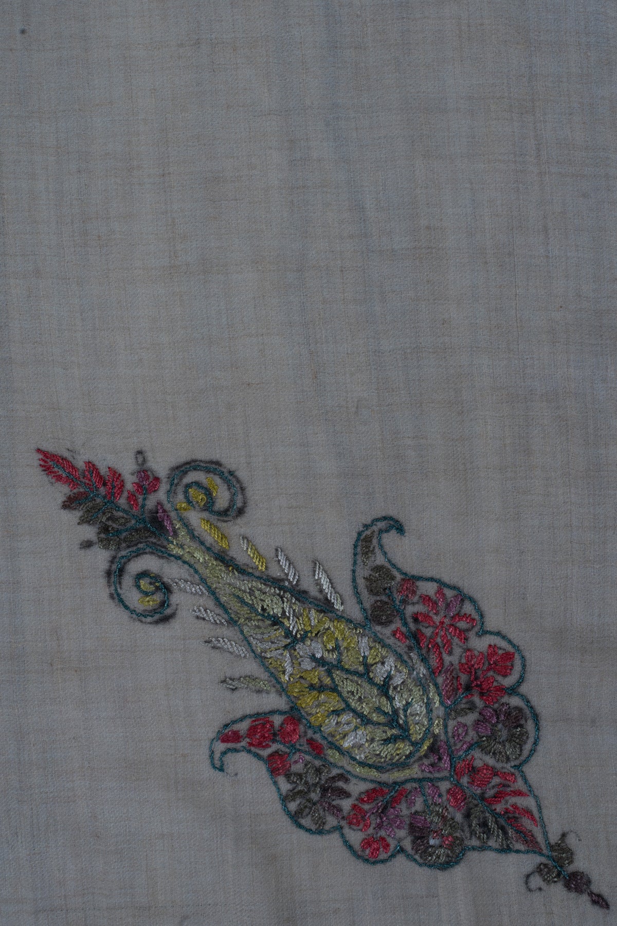 Ivory Flame Rumal — Olive Blush Cashmere Rumal — Sozni Hand EmbroideredHand Embroidered (Copy)