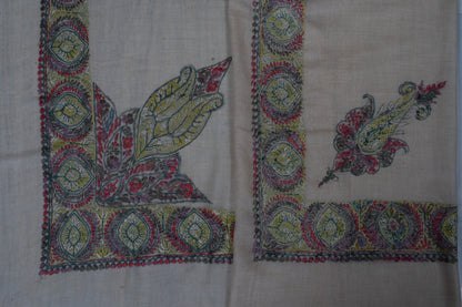 Ivory Flame Rumal — Olive Blush Cashmere Rumal — Sozni Hand EmbroideredHand Embroidered (Copy)