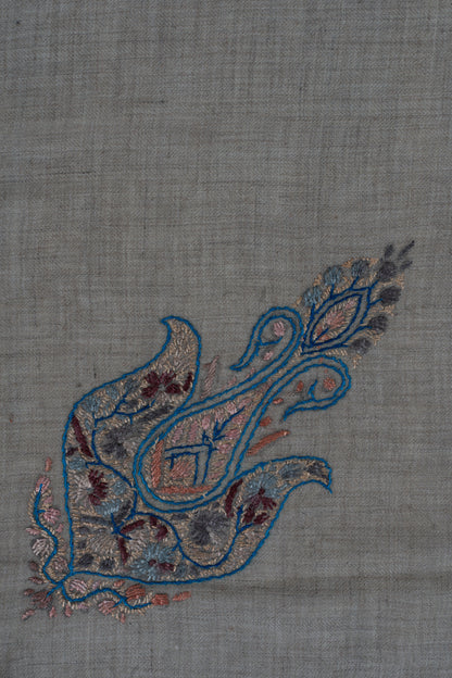 Azure Petal Cashmere Rumal — Sozni Hand Embroidered