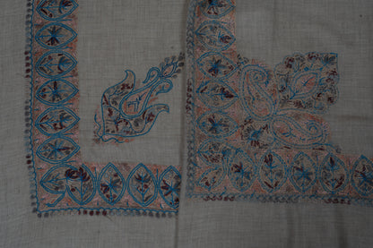 Azure Petal Cashmere Rumal — Sozni Hand Embroidered