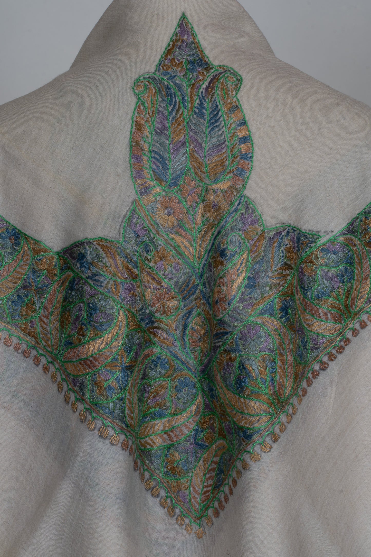 Forest Opal Cashmere Rumal — Sozni Hand Embroidered