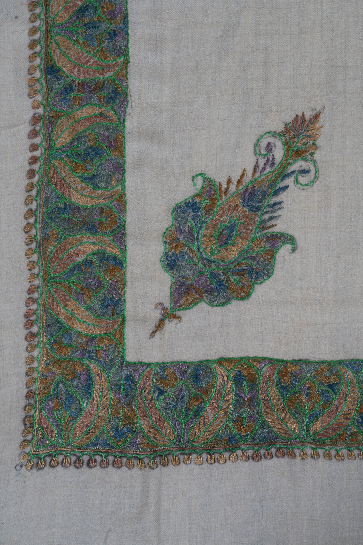 Forest Opal Cashmere Rumal — Sozni Hand Embroidered