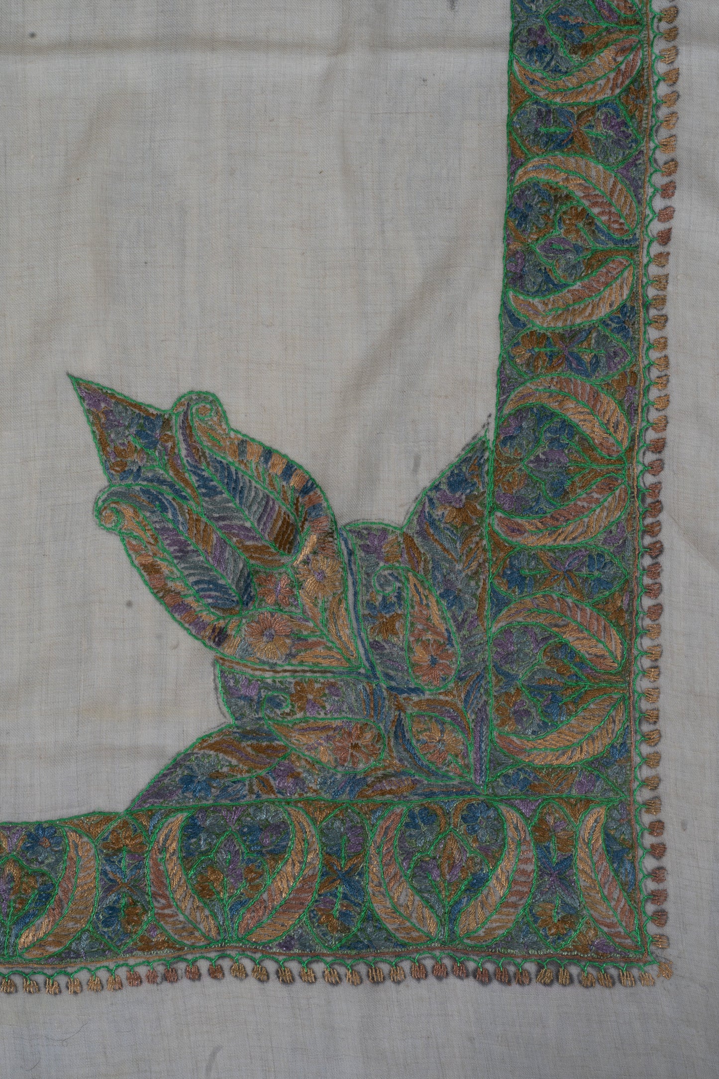 Forest Opal Cashmere Rumal — Sozni Hand Embroidered