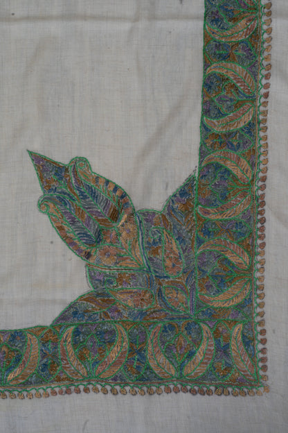 Forest Opal Cashmere Rumal — Sozni Hand Embroidered