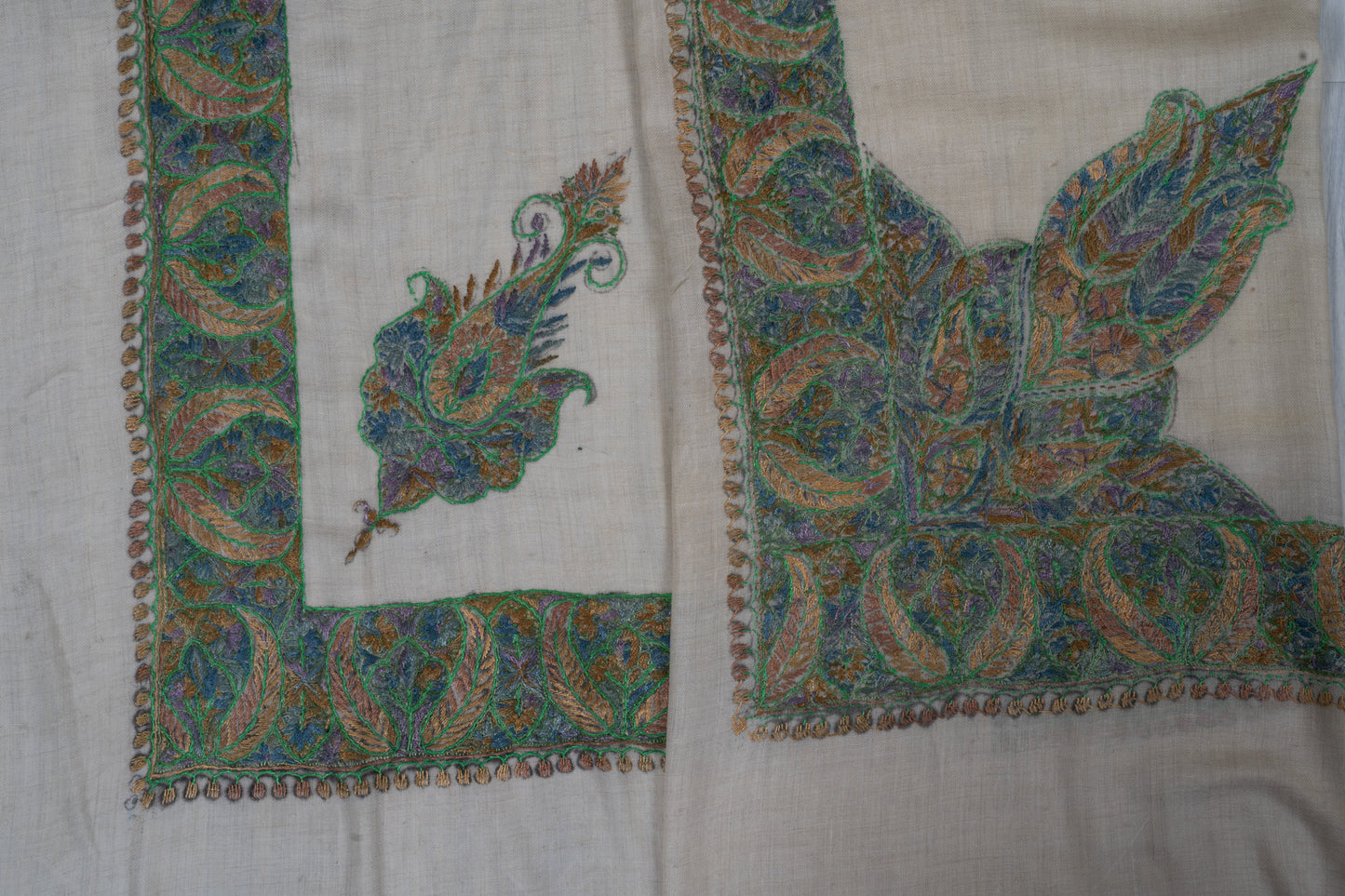 Forest Opal Cashmere Rumal — Sozni Hand Embroidered