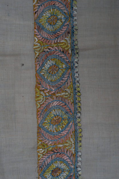 Golden Azure Cashmere Rumal — Sozni Hand Embroidered