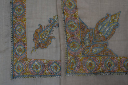 Golden Azure Cashmere Rumal — Sozni Hand Embroidered