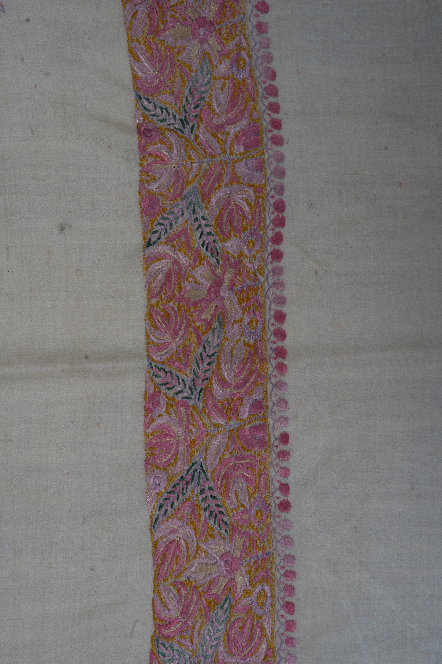 Blush Rosette Cashmere Rumal — Sozni Hand Embroidered