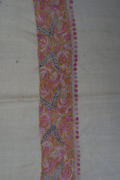 Blush Rosette Cashmere Rumal — Sozni Hand Embroidered