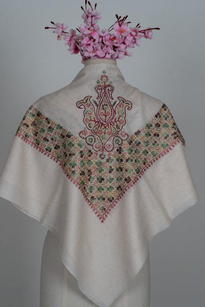 Meadow Ruby Cashmere Rumal — Sozni Hand Embroidered
