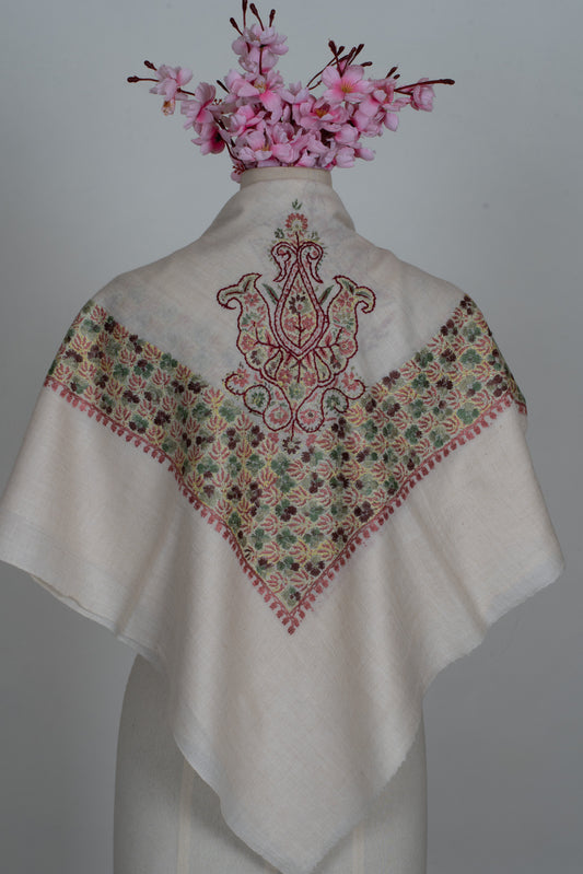 Meadow Ruby Cashmere Rumal — Sozni Hand Embroidered